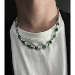 Green Pearl Chain Necklace