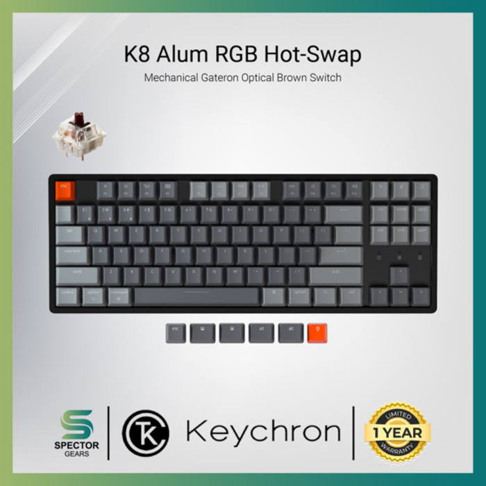Keychron K8 RGB Hot-Swappable Gateron Optical Mechanical Brown Switch