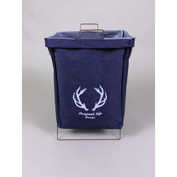 Fabric Laundry Bag w/Metal Frame - Denim 