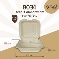 B034 Three-Compartment Lunch Box 1250ml 50PCS