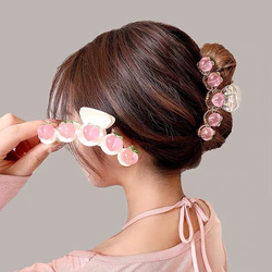 Peach Hair Clip White