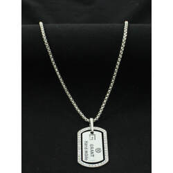 Silver Faux Stone Pendant Necklace 