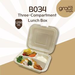 B034 Three-Compartment Lunch Box 1250ml 50PCS