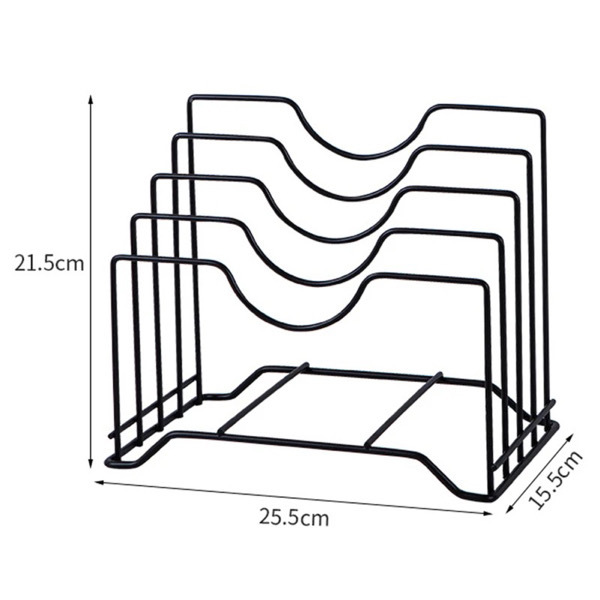 Pot Lid Holder Storage Rack - Black