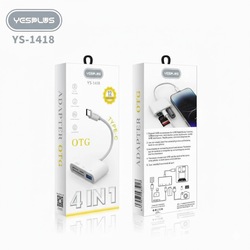 YESPLUS_YS-1418 4 IN 1 OTG+USB+TF+SD+CHARGER For Type-C/White/1pcs 