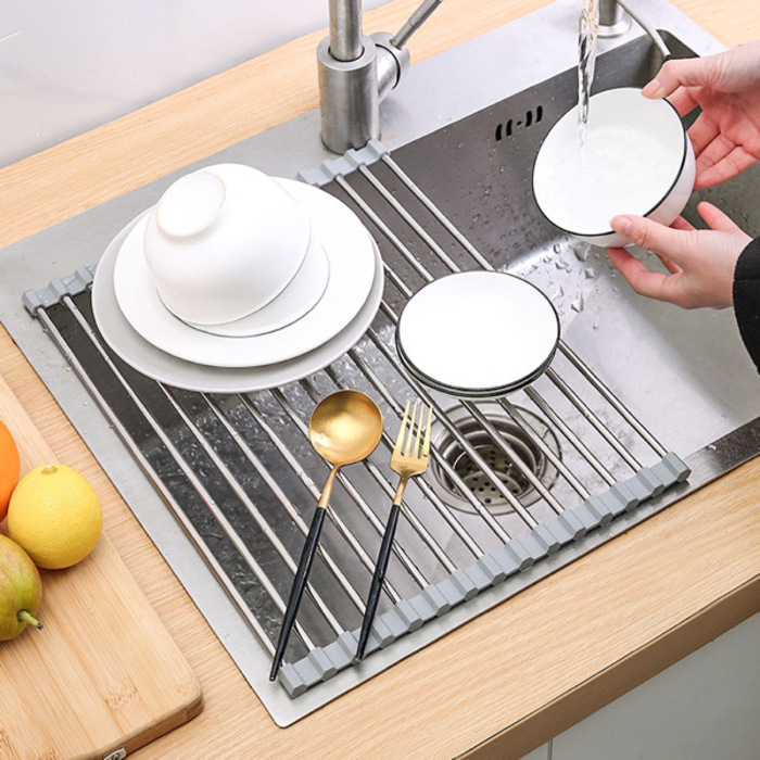 Foldable Stainless Steel Rollable Drain Rack