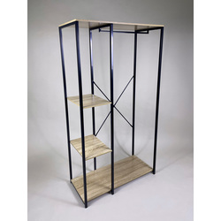 Metal Clothes Rack w/Wooden Shelves 