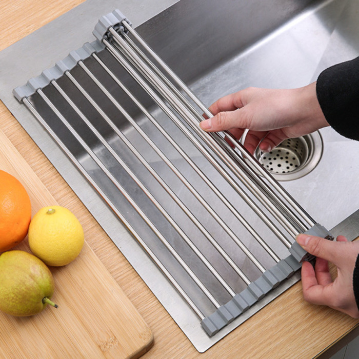 Foldable Stainless Steel Rollable Drain Rack