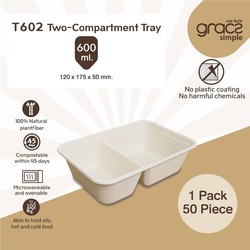 T602 2-Compartment Tray 600ml 50PCS