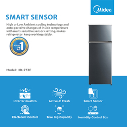 Midea Non-Inverter Double Door Refrigerator 199L HD-273F