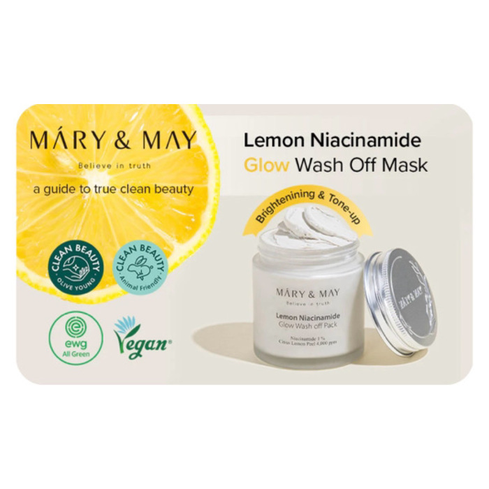 MARY&MAY Vegan Lemon Niacinamide Glow Wash off Pack 