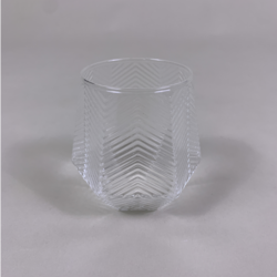 Glass Tumbler - Hexagon Fishbone Embossed 350ml