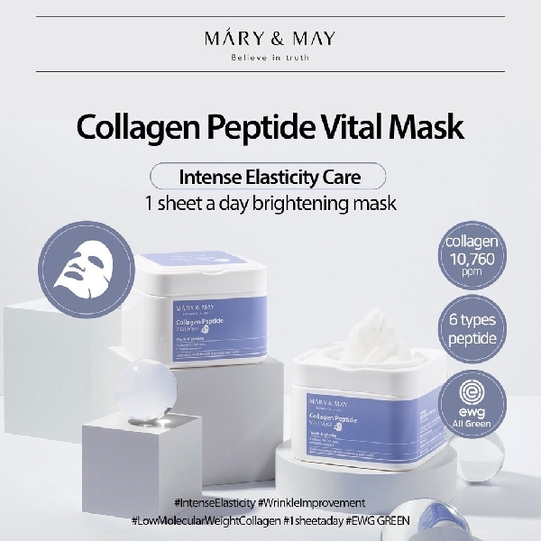 MARY & MAY Collagen Peptide Mask (30ea)