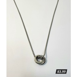  Double Circle Hoop Ring Pendant Necklace
