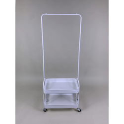Metal Clothes Rack w/2 Trays - White