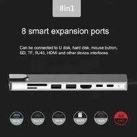 8in1 USB Type-C HUB HD 4K Multi port USB 3.0 with 100M Lam 