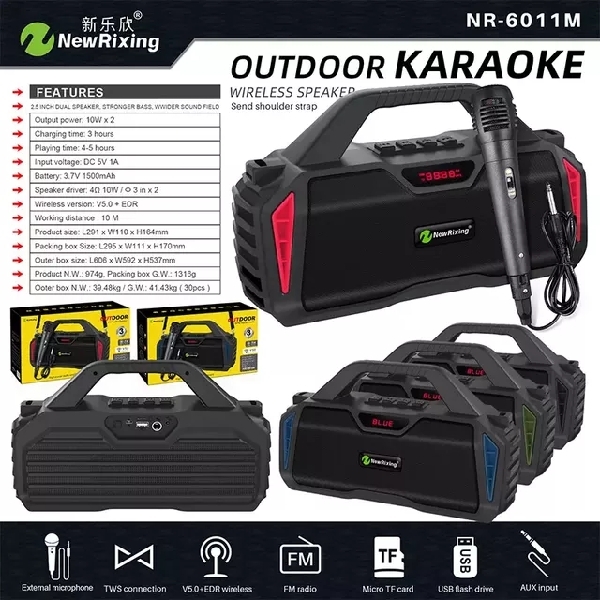 NR-6011M Portable Karaoke Speaker with Mic