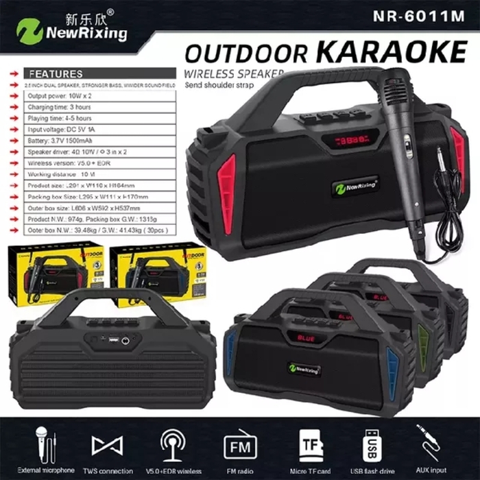 NR-6011M Portable Karaoke Speaker with Mic