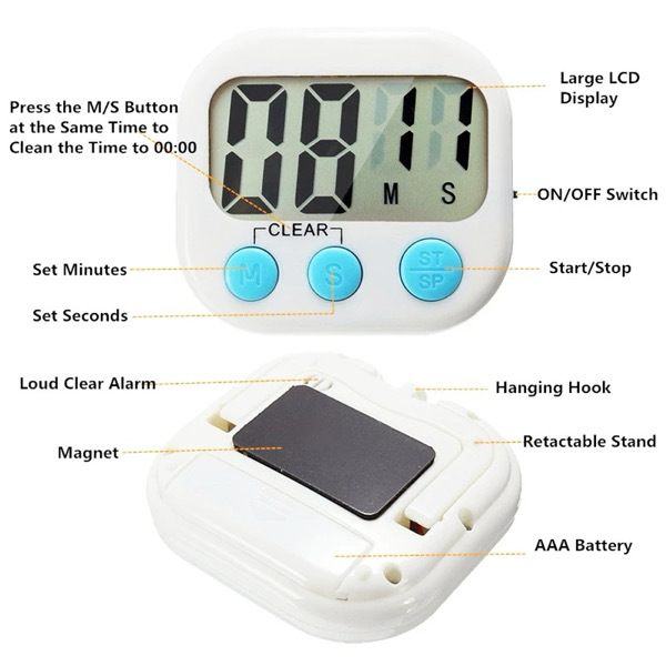 Timer Magnetic LCD Digital Countdown Stopwatch
