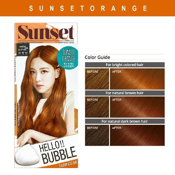 ថ្នាំកក់ពណ៌ MISE EN SCENE Hello Bubble Sunset Orange