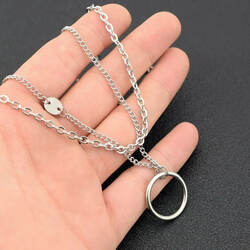 Hoop Pendant Layered Chain Necklace