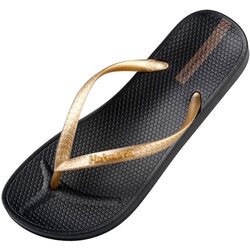 Hotmarzz Logo Black Gold Flip Flop 