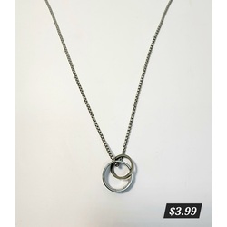  Double Circle Hoop Ring Pendant Necklace
