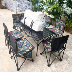 Folding Camping Big Table 6 Chair with Bag