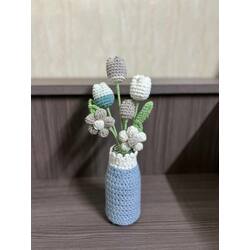  4 Tulips, 2 Puff (ថូដបថ្ម) ផ្កាជាថូ ទូលីប,ផ្កាប៉ោង