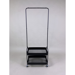 Metal Clothes Rack w/2 Trays - Black