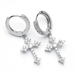 Micro-Inlaid Diamond Cross Earrings for Men, Unique Single Piece