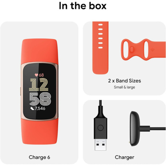Fitbit Charge 6 Fitness Tracker with Google apps, Heart Rate on Exercise Equipment