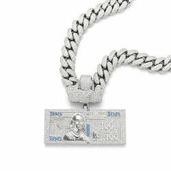 Hiphop dollar necklace cubic zirconia Italy silver ខ្សែកប្រាក់អុីតាលី(ប្រាក់)