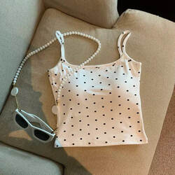 French Retro Polka Dot Camisole Women's Summer Top with Chest Pads