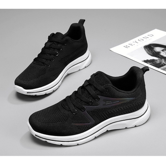  Light Running Shoes Men Breathable Sneakers Walking Jogging Trainers Shoes - Black