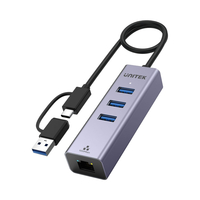 Unitek uHUB Q4+ 4 in 1 USB-C Ethernet Hub with USB-A Adapter 