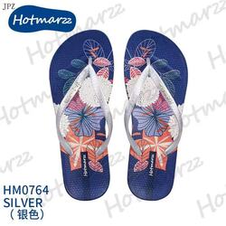 Hotmarzz Logo Flower Silver Flip Flop 