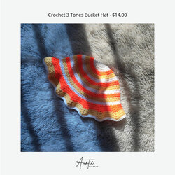 Handmade Crochet 3 Tones Bucket Hat