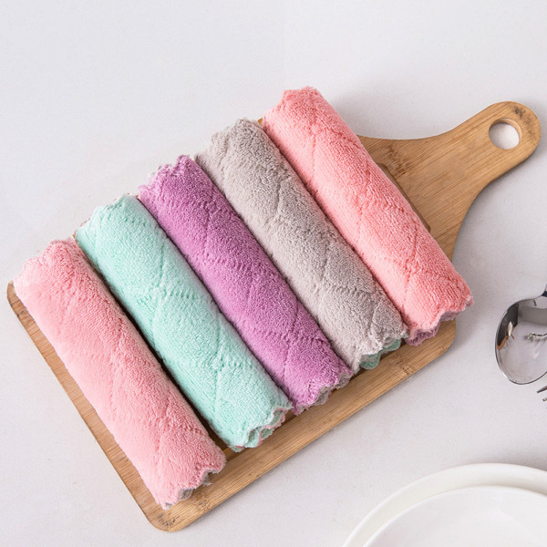 10PCS Microfiber Kitchen Towel Double-Layer 