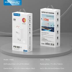 Konfulon ឈុតដុំសាកលឿនពិសេស USB និង TYPE-C 30W ម៉ូដែល C96Q