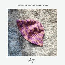 Handmade Crochet Checkered Bucket Hat
