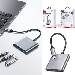 Converter Type-C to HDMI + USB3.0 + PD XO HUB011 3in1
