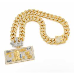 Hiphop dollar necklace cubic zirconia Italy silver ខ្សែកប្រាក់អុីតាលី(មាស)