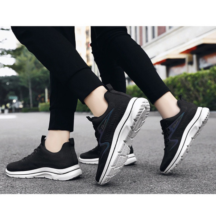  Light Running Shoes Men Breathable Sneakers Walking Jogging Trainers Shoes - Black
