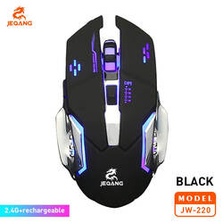 JEQANG Wireless RGB Game Mouse 2.4G+Bluetooth+Charging Black 1 Piece