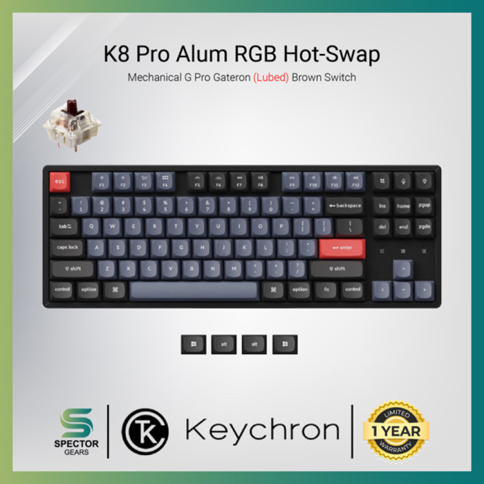 Keychron K8 Pro RGB Hot-Swappable Gateron G Pro (Pre-lubed) Mechanical Brown Switch
