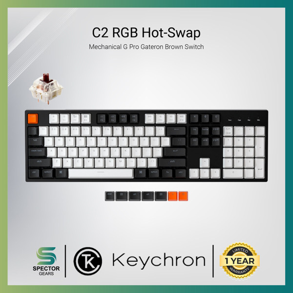 Keychron C2 RGB Hot-Swappable Gateron Mechanical Brown Switch