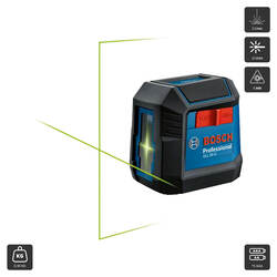 ឡាស៊ែរភ្លើង 2 ប្រើថ្ម (GLL50G) Line Laser Level 2 2 កូន AA 515NM 5MW