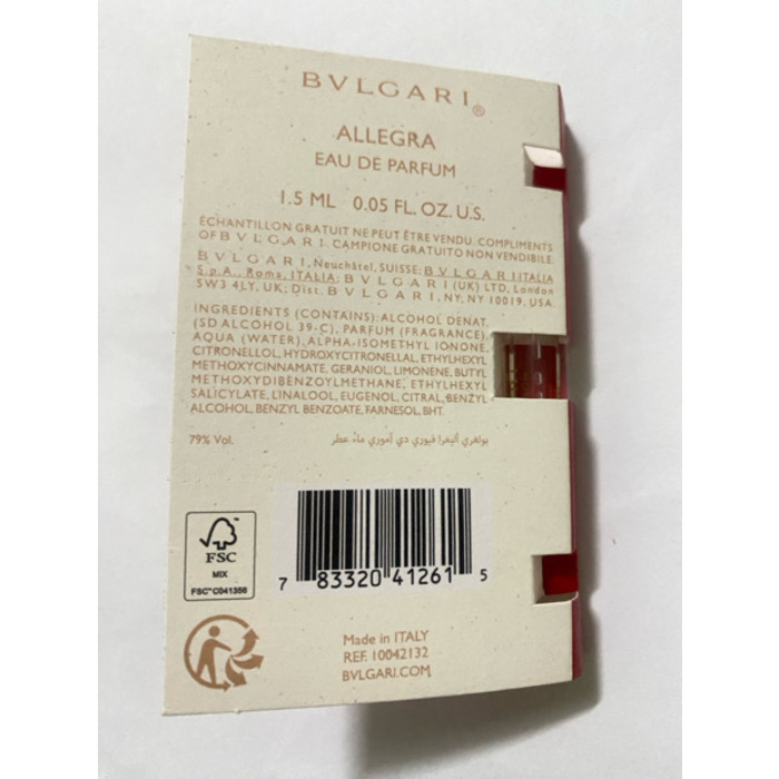 BVLGARI Allegra Fiori D'Amore Perfume 1.5ml ទឹកអប់ 