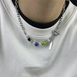 Buckle Color Stone Necklace